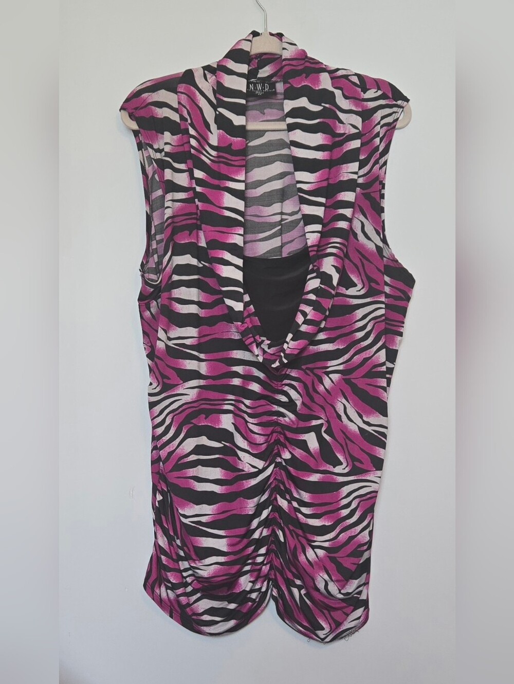 Pink Zebra Print Sleeveless Cowl Neck Lined Top size 2X